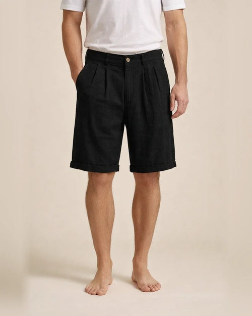 Men's Shorts Linen Shorts Summer Shorts Beach Shorts Pleated Shorts Plain Breathable Soft Short Casual Daily Holiday Linen / Cotton Blend Fashion Streetwear Black White Inelastic | JRSEE:3ad4f263-e07b-4fff-b5d4-9bbe483de520