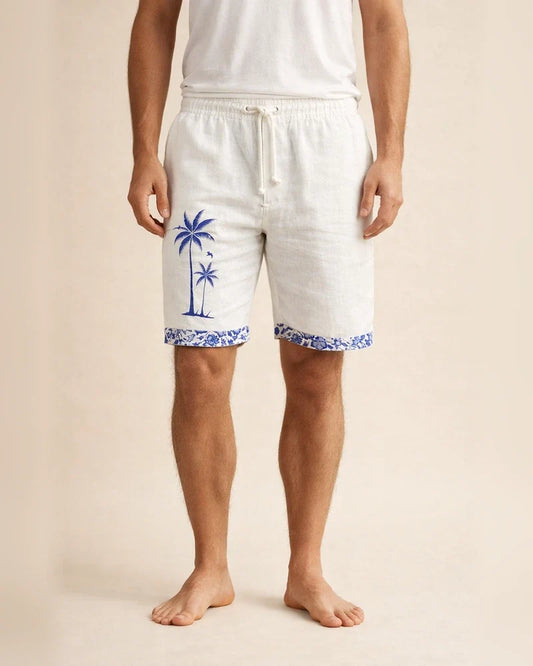 Men's Shorts Summer Shorts Beach Shorts Pocket Drawstring Elastic Waist Coconut Tree Patchwork Comfort Breathable Short Casual Daily Holiday Sports Fashion White Sky Blue | JRSEE:82891ae9-cdba-4395-a208-f63558e179f1
