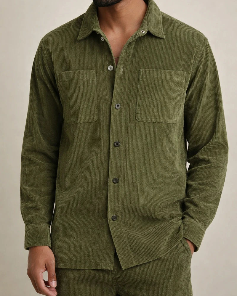 Men's Simple Fashion Stripes Solid Color Long-sleeved Single-breasted Shirt Casual Lapel Corduroy Jacket Slim Jacket Male | JRSEE:572018ea-39ec-401a-b669-ee4a2ce8c89a