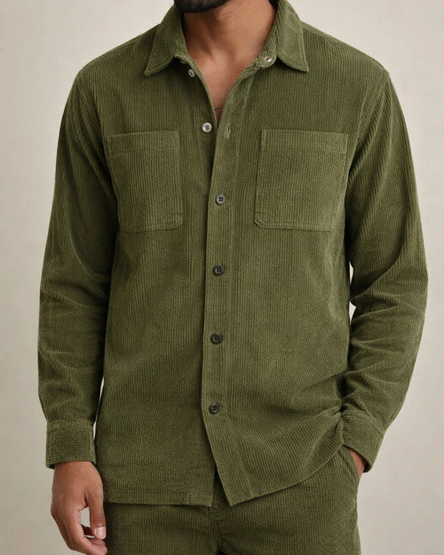 Men's Simple Fashion Stripes Solid Color Long-sleeved Single-breasted Shirt Casual Lapel Corduroy Jacket Slim Jacket Male | JRSEE:572018ea-39ec-401a-b669-ee4a2ce8c89a