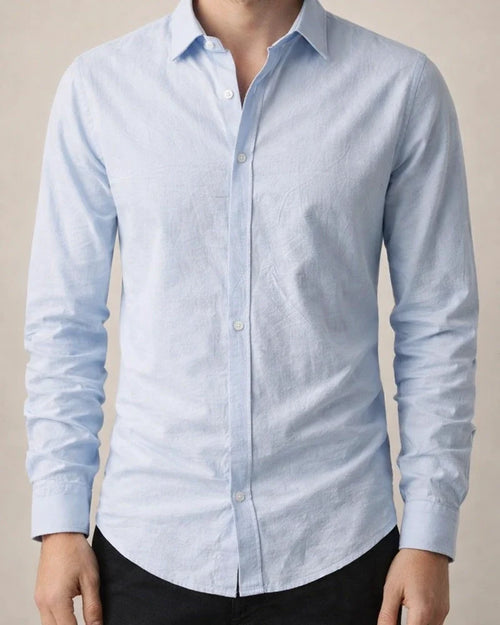 Men's Simple Solid-Color Casual Cotton-Linen Long-Sleeve Shirt with a Turn-Down Collar for Spring and Fall | JRSEE:a2c85a1d-c865-4410-b950-68b18130aae6