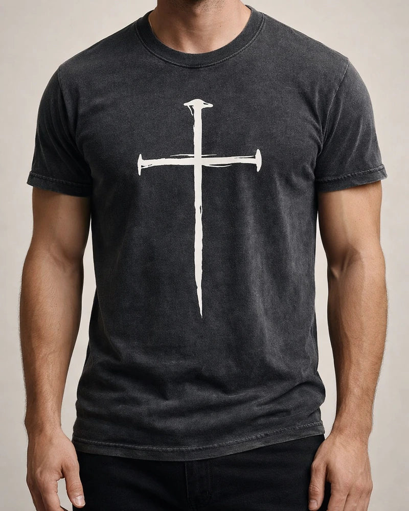 Men's Slim Cross 3D Print Round Neck Casual Sports T-shirt | JRSEE:9998b98a-adc6-48a4-b19e-5e1d521120e5