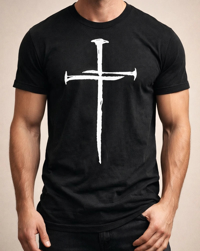 Men's Slim Cross 3D Print Round Neck Casual Sports T-shirt | JRSEE:7bb60845-109f-4060-b6ab-442e689d3286