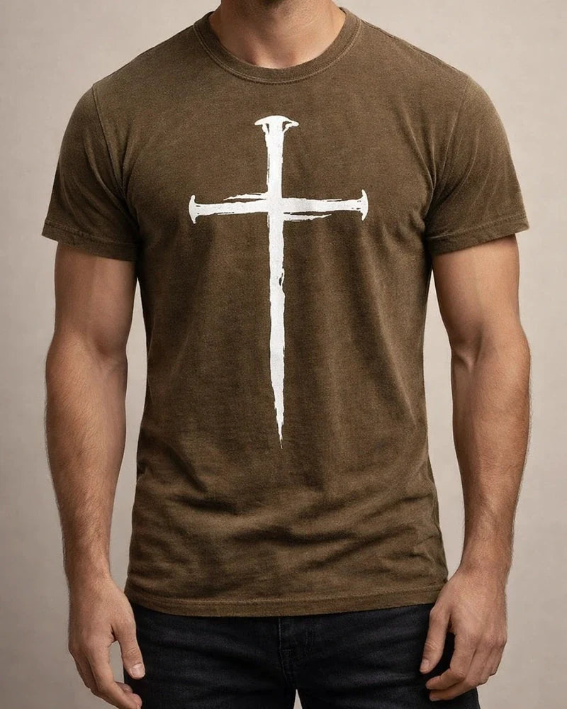 Men's Slim Cross 3D Print Round Neck Casual Sports T-shirt | JRSEE:e141a245-ce9c-48b2-8fe0-7cd3f254c50b