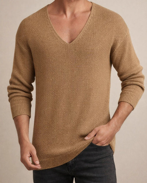 Men's Solid Color Bohemian Wind Loose Casual Long-sleeved Collar Pullover T-shirt Spring and Autumn Thin Section Tops | JRSEE:b3d49db7-ab89-4d67-871c-8cb8309e8bb7