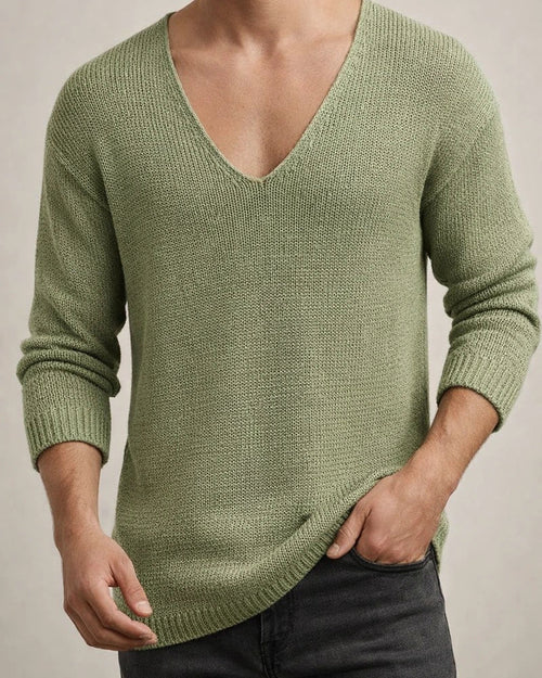Men's Solid Color Bohemian Wind Loose Casual Long-sleeved Collar Pullover T-shirt Spring and Autumn Thin Section Tops | JRSEE:7231dc4d-418d-4719-a612-72da60d2e65f