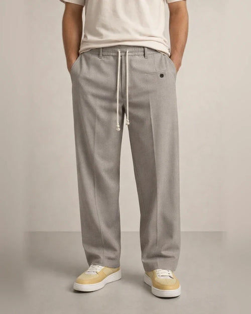 Men's Solid-Color Button-Front Comfortable Straight-Leg Drawstring Casual Pants | JRSEE:64afef1d-991e-49f3-b7b7-d23c560a0ae1