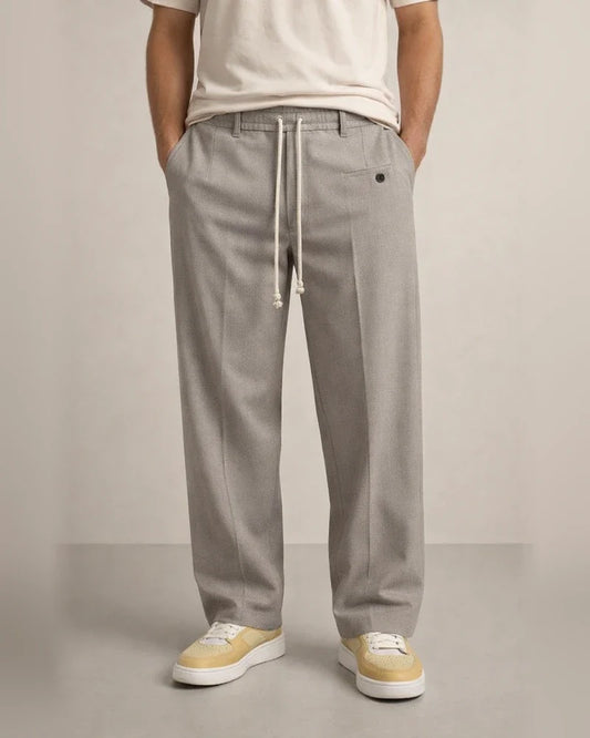 Men's Solid-Color Button-Front Comfortable Straight-Leg Drawstring Casual Pants | JRSEE:64afef1d-991e-49f3-b7b7-d23c560a0ae1
