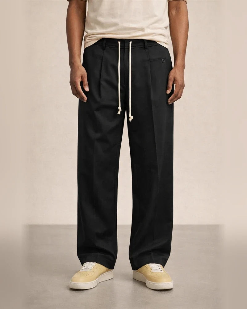 Men's Solid-Color Button-Front Comfortable Straight-Leg Drawstring Casual Pants | JRSEE:c2f2fd2e-3cd3-4332-b135-95641f92a64d