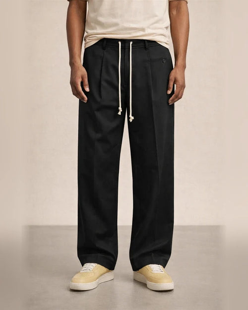 Men's Solid-Color Button-Front Comfortable Straight-Leg Drawstring Casual Pants | JRSEE:c2f2fd2e-3cd3-4332-b135-95641f92a64d
