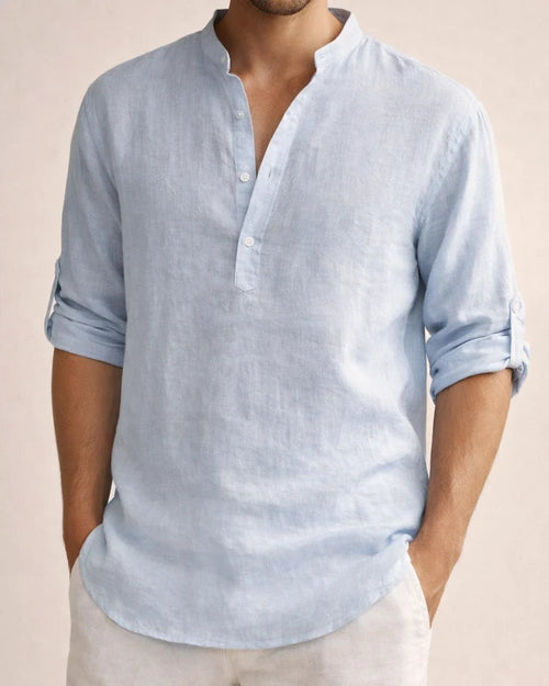 Men's Solid Color Casual Loose Shirt Shirt Men Tide Stand Collar Cotton Linen Collar Long-sleeved S,M,L,XL,2XL,3XL | JRSEE:75f2cffe-b3a2-499b-bb74-360371b1ec14