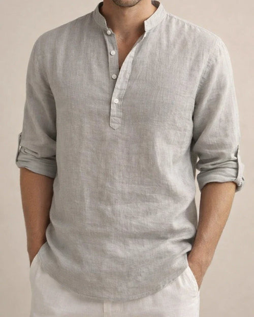 Men's Solid Color Casual Loose Shirt Shirt Men Tide Stand Collar Cotton Linen Collar Long-sleeved S,M,L,XL,2XL,3XL | JRSEE:65526197-ba9f-4cca-9c4b-f16bf9a57c28