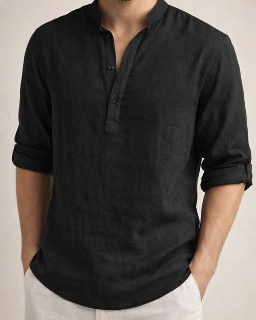 Men's Solid Color Casual Loose Shirt Shirt Men Tide Stand Collar Cotton Linen Collar Long-sleeved S,M,L,XL,2XL,3XL | JRSEE:043b158a-f457-4ec5-b47e-6c6c2f018e1d