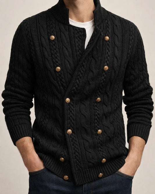 Men's Solid Color Double-breasted Knit Sweater | JRSEE:e022a1f3-31cb-454e-9cbe-ead27922527c
