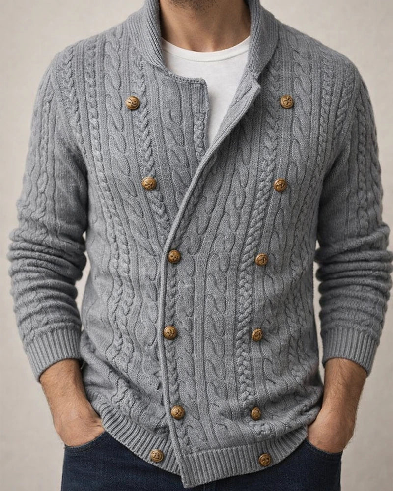 Men's Solid Color Double-breasted Knit Sweater | JRSEE:f1cf4025-b6b7-45fe-8134-e29fa135dc85