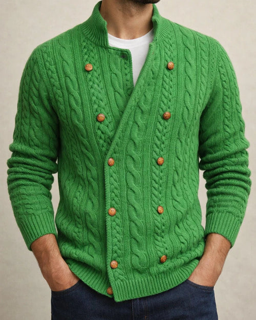 Men's Solid Color Double-breasted Knit Sweater | JRSEE:52dafdb0-b581-4912-85c2-7b4853df7c6c