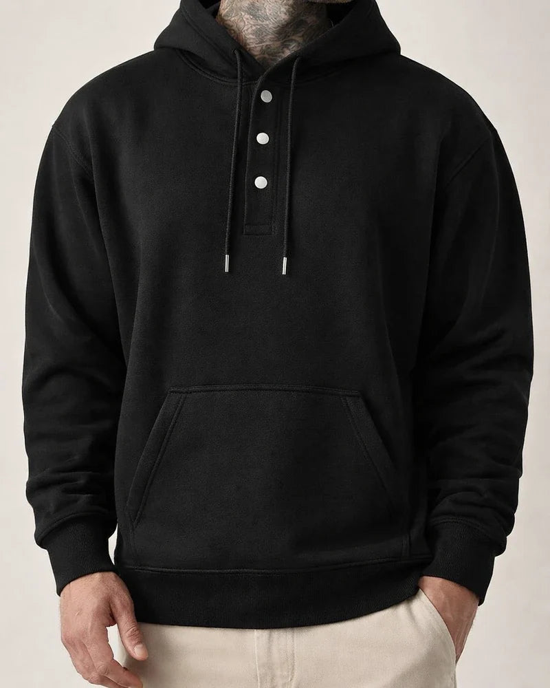 Men's Solid Color Hoodie Loose Casual Fleece Pocket Men's Pullover Hooded Snap Button Drawstring Insert Pocket Sweatshirt | JRSEE:9ba81ee9-ccc6-451e-baca-30a8b6edb956