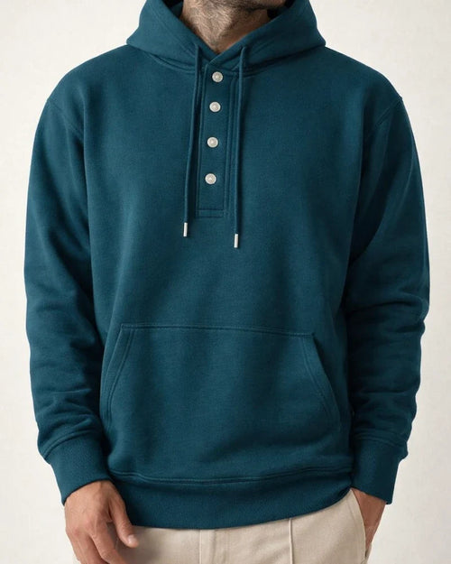 Men's Solid Color Hoodie Loose Casual Fleece Pocket Men's Pullover Hooded Snap Button Drawstring Insert Pocket Sweatshirt | JRSEE:07d767c8-6ab0-49c4-8acb-404fa3c8d79a