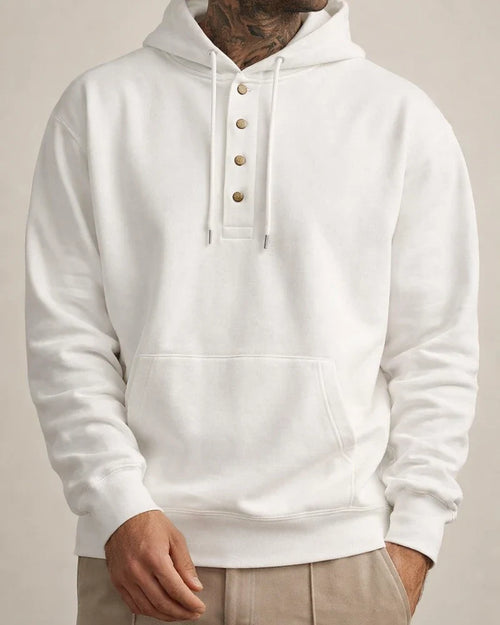 Men's Solid Color Hoodie Loose Casual Fleece Pocket Men's Pullover Hooded Snap Button Drawstring Insert Pocket Sweatshirt | JRSEE:4c054714-9ef1-457c-bc54-95c3dbd375c2