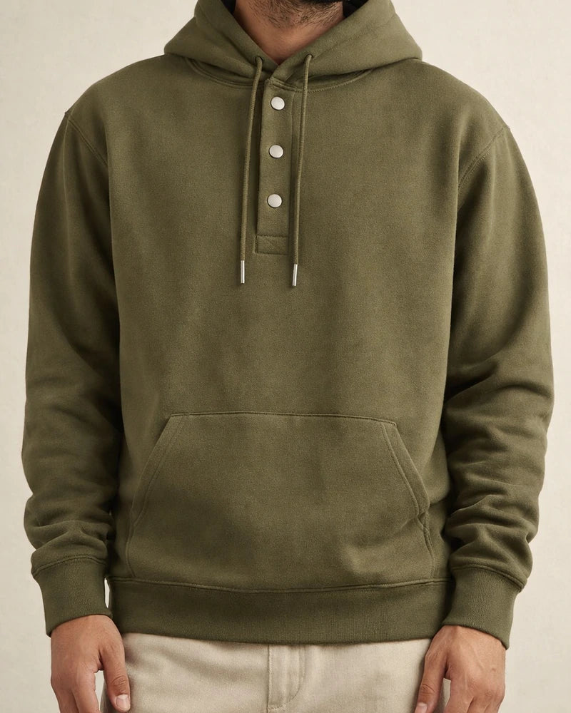 Men's Solid Color Hoodie Loose Casual Fleece Pocket Men's Pullover Hooded Snap Button Drawstring Insert Pocket Sweatshirt | JRSEE:4a13aaa7-15e7-488f-bfed-4c8fd7955104