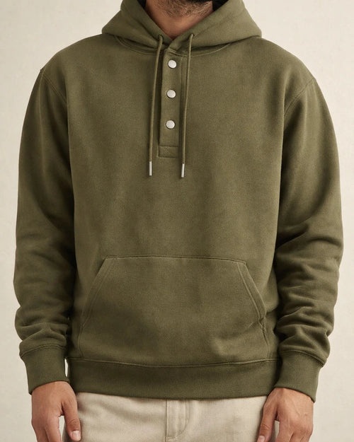 Men's Solid Color Hoodie Loose Casual Fleece Pocket Men's Pullover Hooded Snap Button Drawstring Insert Pocket Sweatshirt | JRSEE:4a13aaa7-15e7-488f-bfed-4c8fd7955104