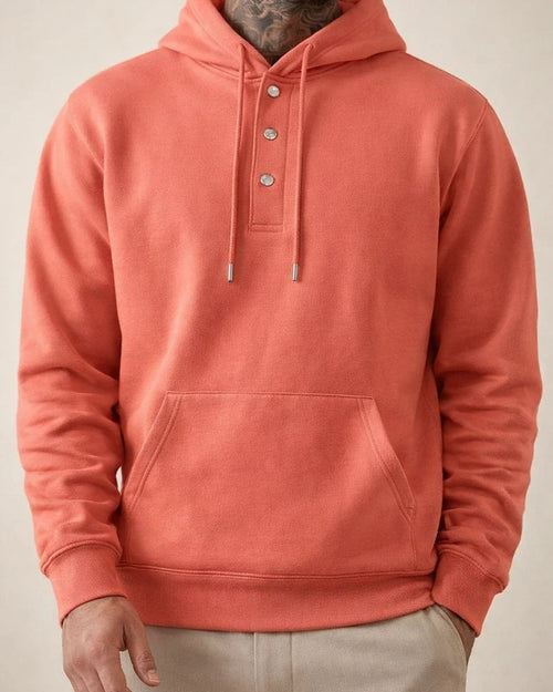 Men's Solid Color Hoodie Loose Casual Fleece Pocket Men's Pullover Hooded Snap Button Drawstring Insert Pocket Sweatshirt | JRSEE:2707c648-4515-4d8b-af67-78378564146f