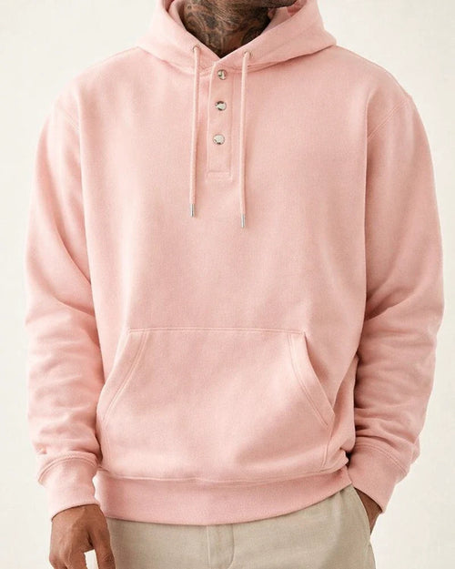 Men's Solid Color Hoodie Loose Casual Fleece Pocket Men's Pullover Hooded Snap Button Drawstring Insert Pocket Sweatshirt | JRSEE:e92bbafd-0427-4e4f-bfcf-80f6705de99e