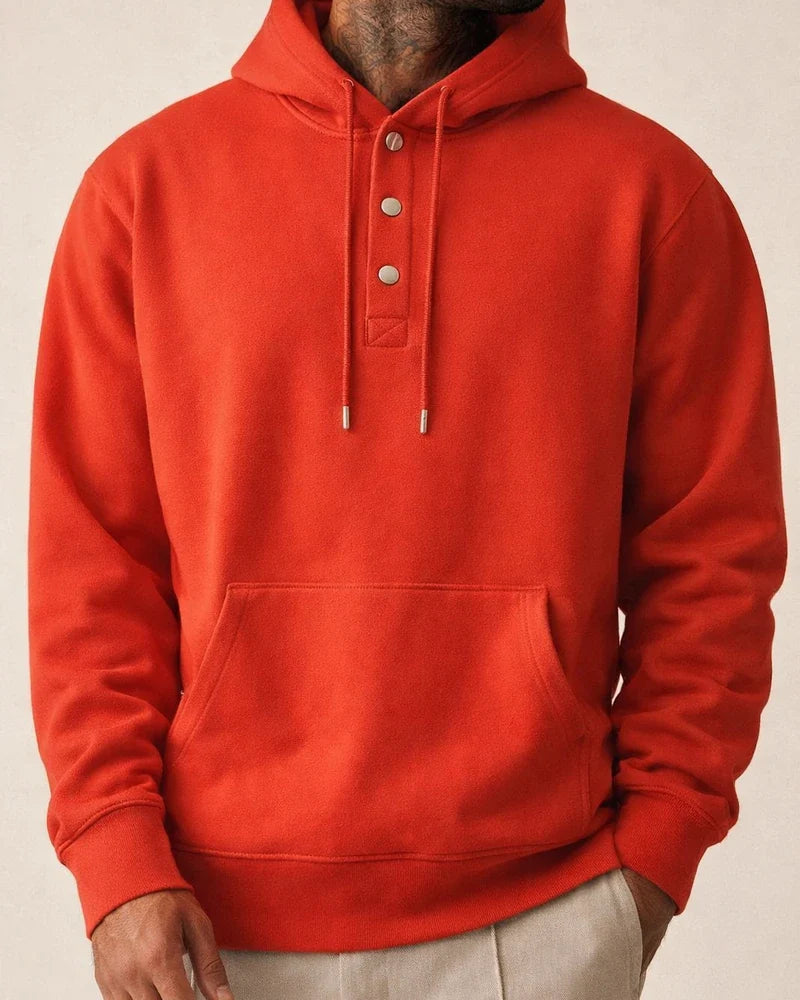 Men's Solid Color Hoodie Loose Casual Fleece Pocket Men's Pullover Hooded Snap Button Drawstring Insert Pocket Sweatshirt | JRSEE:ef1e7799-9277-4c93-809c-e52c7ba97dfb