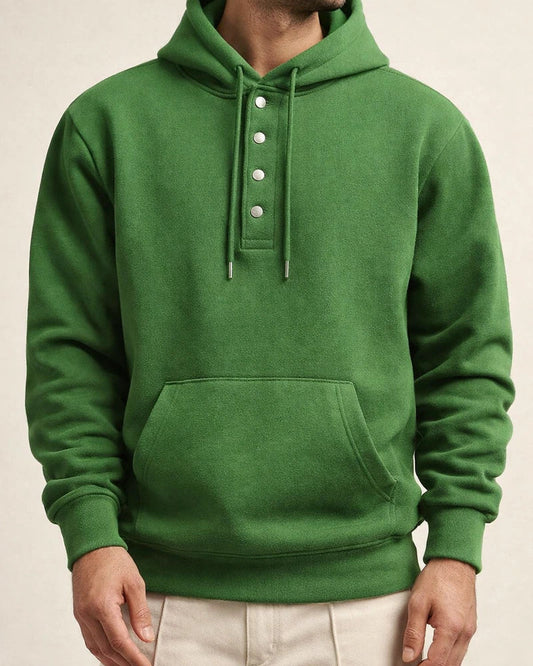 Men's Solid Color Hoodie Loose Casual Fleece Pocket Men's Pullover Hooded Snap Button Drawstring Insert Pocket Sweatshirt | JRSEE:37e1776e-72d4-4d19-bd2e-7c548bed7ecd