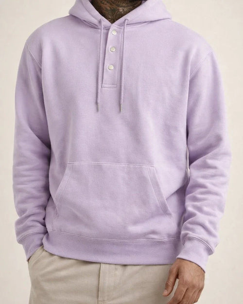 Men's Solid Color Hoodie Loose Casual Fleece Pocket Men's Pullover Hooded Snap Button Drawstring Insert Pocket Sweatshirt | JRSEE:0c759c99-8834-4977-baf7-846518f63576