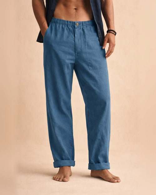 Men's Solid Color Linen Pants Yoga Beach Loose Casual Summer Stretchy Waist Drawstring Loose Pants with Pockets | JRSEE:0283c137-5e94-45fd-a421-d885a1204f92