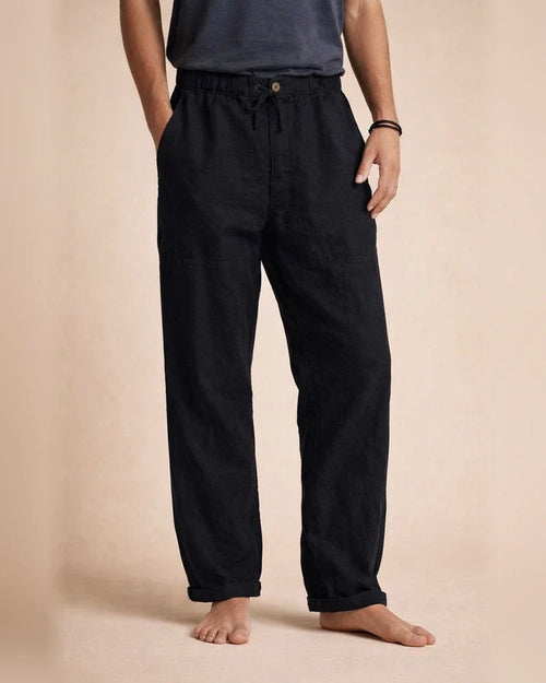 Men's Solid Color Linen Pants Yoga Beach Loose Casual Summer Stretchy Waist Drawstring Loose Pants with Pockets | JRSEE:451f4018-58ad-4a76-a652-a354bbb7703c