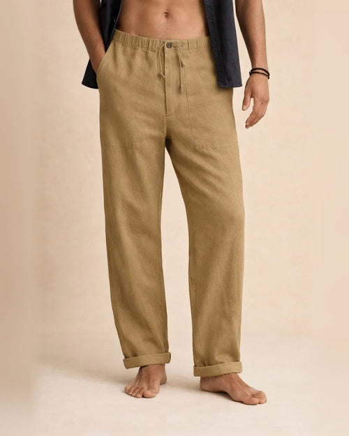 Men's Solid Color Linen Pants Yoga Beach Loose Casual Summer Stretchy Waist Drawstring Loose Pants with Pockets | JRSEE:b4503484-0732-45a1-81e7-6bd65722c9b6