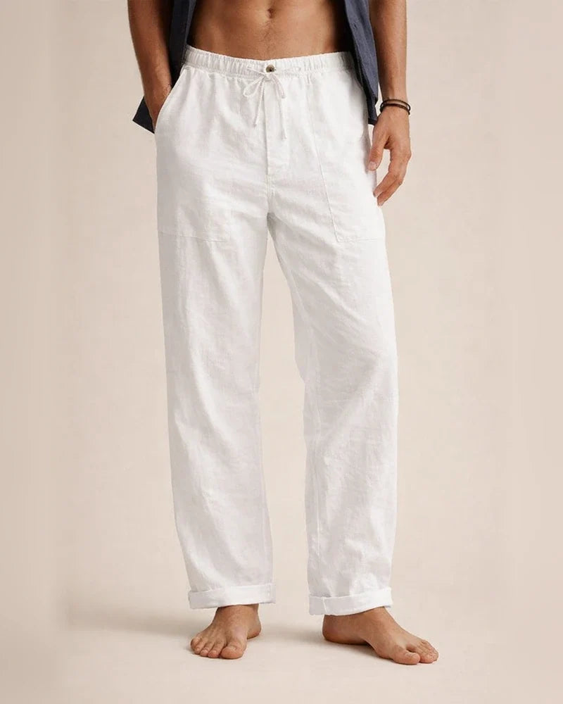 Men's Solid Color Linen Pants Yoga Beach Loose Casual Summer Stretchy Waist Drawstring Loose Pants with Pockets | JRSEE:f5ee0cc7-7688-48bb-ab87-0115b41ad633