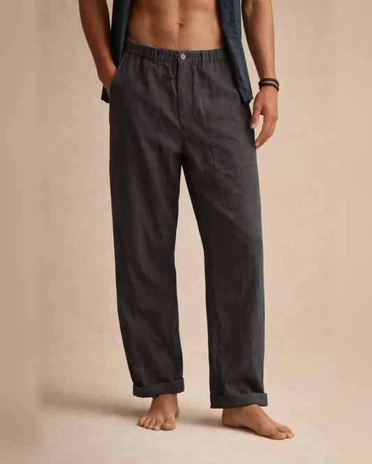 Men's Solid Color Linen Pants Yoga Beach Loose Casual Summer Stretchy Waist Drawstring Loose Pants with Pockets | JRSEE:260c8fbf-0651-4b7f-8d3e-952d11c099f9