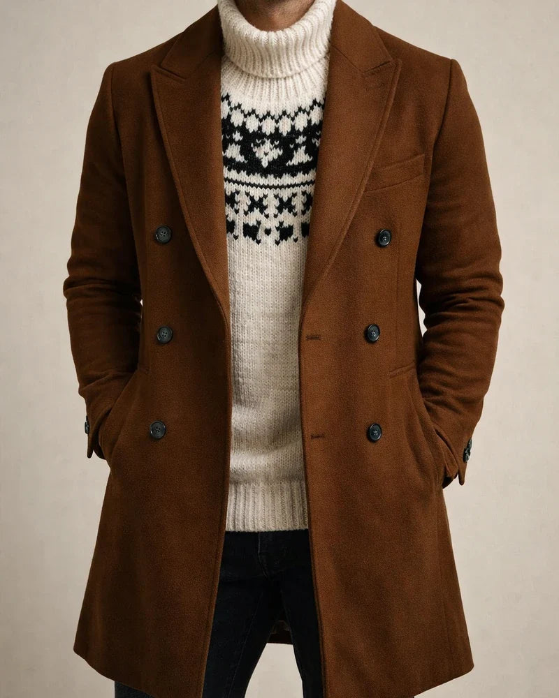 Men's Solid Color Medium Long Lapel Coat | JRSEE:baf8fd5e-f8c8-4973-8a91-426697ab60d0