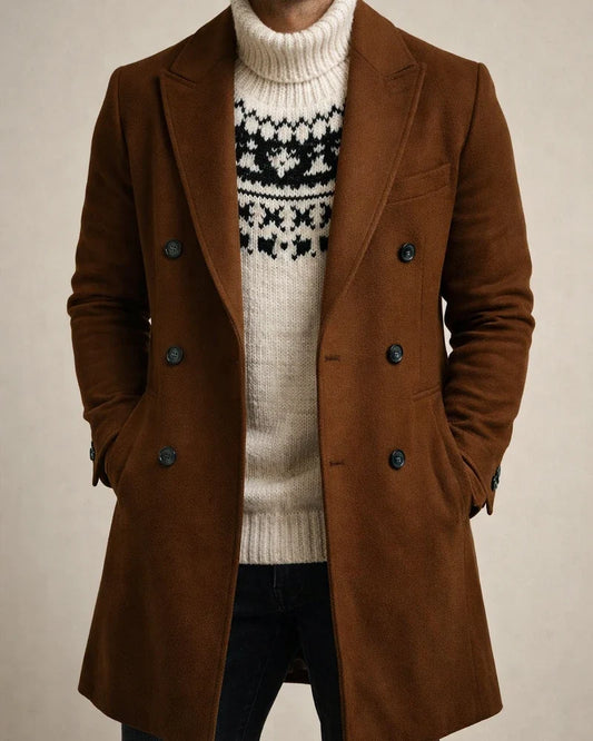 Men's Solid Color Medium Long Lapel Coat | JRSEE:baf8fd5e-f8c8-4973-8a91-426697ab60d0