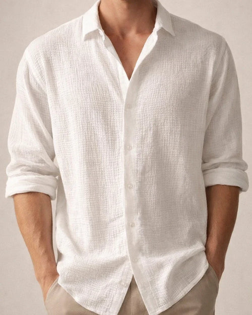 Men's Solid-color Small Waffle Long-sleeved Fall Fashion Casual Shirt | JRSEE:e3d5ffa4-ef68-4682-9e60-d37345db0487