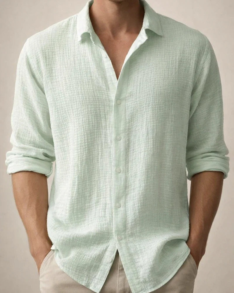 Men's Solid-color Small Waffle Long-sleeved Fall Fashion Casual Shirt | JRSEE:eef0d69d-a1c9-4811-b666-bc340c754363