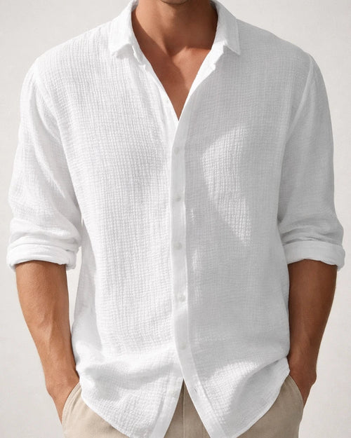 Men's Solid-color Small Waffle Long-sleeved Fall Fashion Casual Shirt | JRSEE:eeaa7875-c8bd-4f7f-a741-a12eb663d229