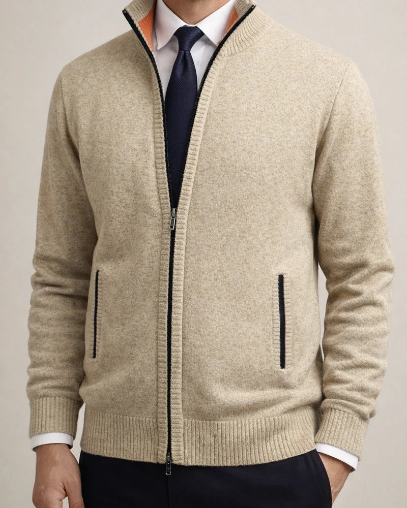 Men's Solid Color Stand Collar Fashion Cardigan Sweater | JRSEE:a244155a-3052-4b97-b297-2d5153d1c66c