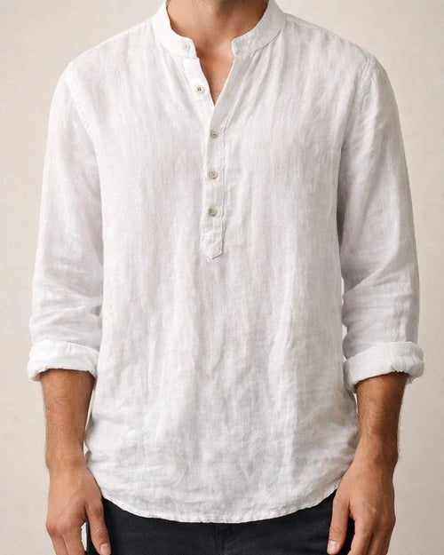 Men's Solid-Color Stand-up Collar Cotton-Linen New Long-Sleeve Casual Shirt S-5XL | JRSEE:ab7b44e5-7ab7-4fca-aa84-16c92efb9fda