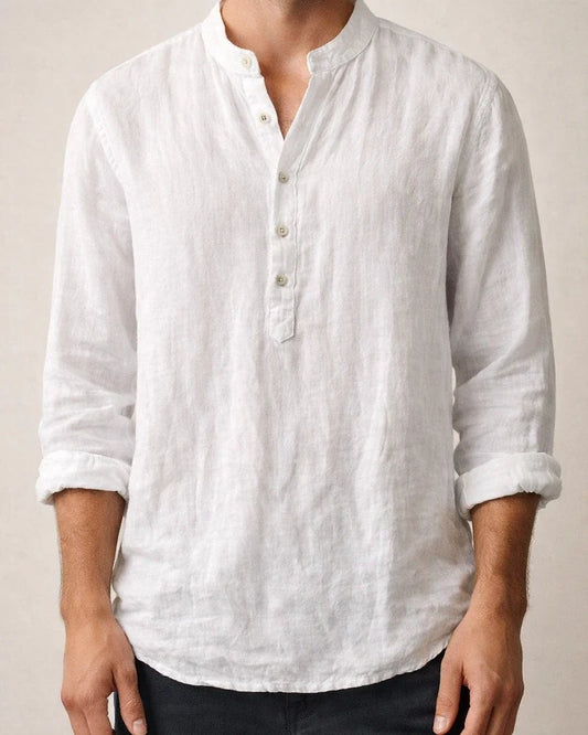 Men's Solid-Color Stand-up Collar Cotton-Linen New Long-Sleeve Casual Shirt S-5XL | JRSEE:ab7b44e5-7ab7-4fca-aa84-16c92efb9fda