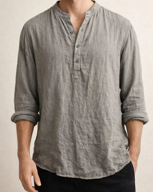Men's Solid-Color Stand-up Collar Cotton-Linen New Long-Sleeve Casual Shirt S-5XL | JRSEE:48f94ca5-a2b6-40cf-80f0-50629ac95e77