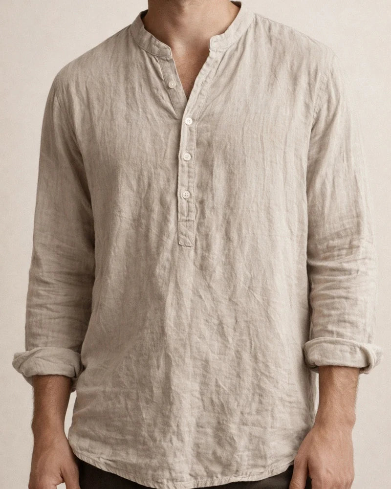 Men's Solid-Color Stand-up Collar Cotton-Linen New Long-Sleeve Casual Shirt S-5XL | JRSEE:fdf98035-be19-42f8-b330-32e8ab4d4f7f