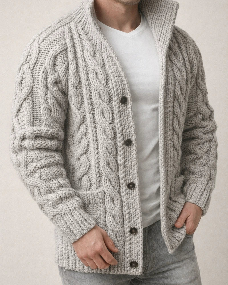 Men's Solid Color Thick Cardigan Sweater | JRSEE:1f52bd4e-6950-4a96-814a-073ca922b1eb