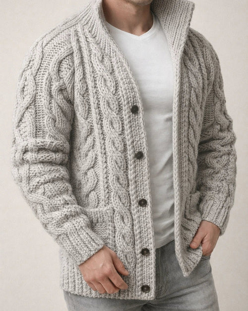 Men's Solid Color Thick Cardigan Sweater | JRSEE:1f52bd4e-6950-4a96-814a-073ca922b1eb