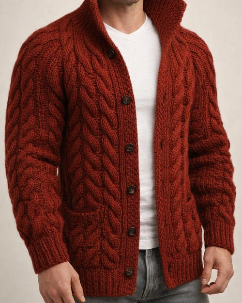 Men's Solid Color Thick Cardigan Sweater | JRSEE:2a0b47ee-2ce1-415d-84dd-06a629629fb7