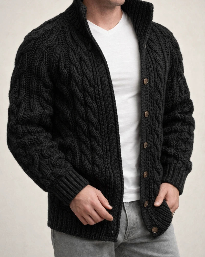 Men's Solid Color Thick Cardigan Sweater | JRSEE:6357da2f-aff2-4d8f-ae52-2ae7f8868939