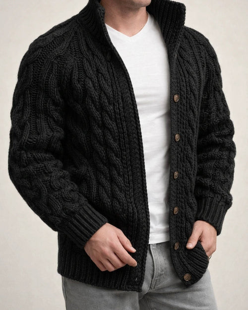 Men's Solid Color Thick Cardigan Sweater | JRSEE:6357da2f-aff2-4d8f-ae52-2ae7f8868939